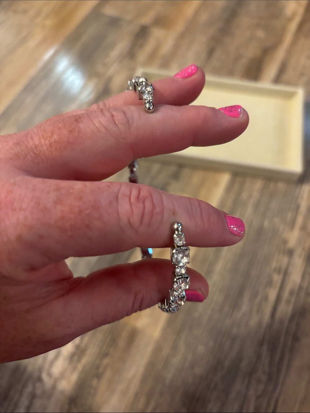 Silver Rhinestone Stretchy Bracelet - Picture 4 of 4